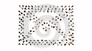 LLarge community of people forming the image of  email sign. 3d illustration metaphor for communication, contact