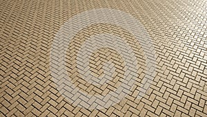 Concept or conceptual solid brown background of Herringbone pavement texture floor as a modern pattern layout. A 3d illustration