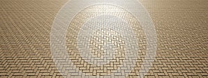 Concept or conceptual solid brown background of Herringbone pavement texture floor as a modern pattern layout. A 3d illustration
