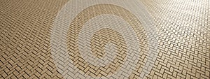 Concept or conceptual solid brown background of Herringbone pavement texture floor as a modern pattern layout. A 3d illustration