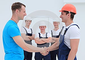 Handshake of the architect and engineer photo