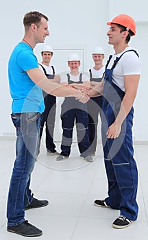 Handshake of the architect and engineer photo