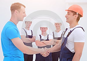 Handshake of the architect and engineer photo