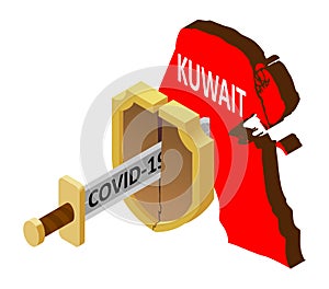 The concept of coronavirus in Kuwait, there is no protection against 2019-nCov, covid-19, pandemic, infection. Vector map of