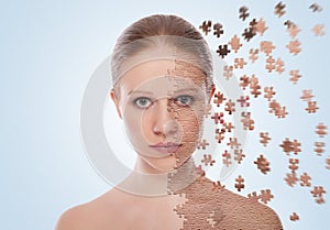 Concept of cosmetic effects, treatment, skin care