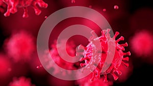Concept of COVID-19 medical illustration. Coronavirus. Microscope virus close up.