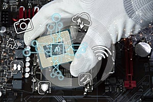 Concept, CPU, AI used to control everything around using artificial intelligence & x28;chat AI, chatAI