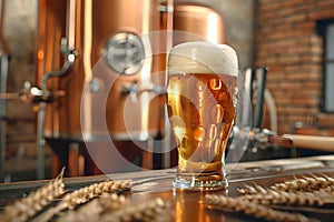 Concept Craft brewing, Crafting beer from tap into pint glass with traditional brewing tools