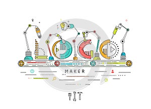 Concept of creating and building logo photo