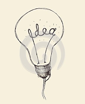 Concept Creative Light Bulb Icon Doodle Hand Drawn