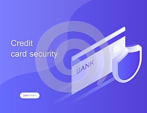 Concept credit card security. Online payment protection system with smartphone. Secure bank transaction with password verification