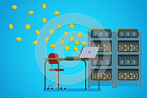 Concept of cryptocurrency. Mining digital currency.