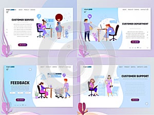 Concept of Customer service department for Website or Web Page. Character secretary or assistant flat graphics