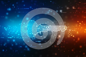 Concept of cyber security or private key, abstract digital key in technology background, Security Concept background photo