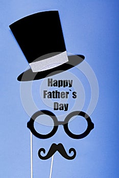 Concept of dad`s day, tie and paper items to hold in your hands