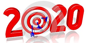 2020 concept, darts - 3D rendering