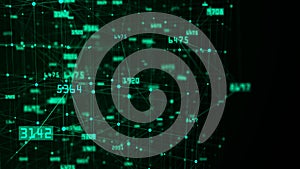 The concept of data connection in the blockchain network. Digital cyberspace data flow background. Network connections structure.