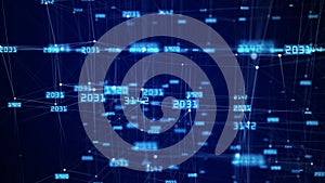 The concept of data connection in the blockchain network. Digital cyberspace data flow background. Network connections structure.