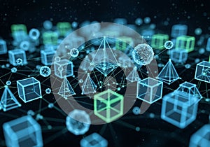 Concept of data visualization, digital networks, or virtual reality