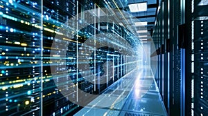 Concept of database server room, big data, communication technology, network system