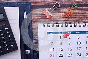 The concept of deadline with push pin on calendar date