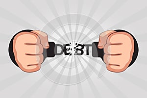 Concept of debt repayments by debtor and getting free from loans photo
