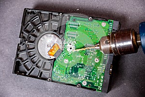 Concept of deleting big data by drilling a hole into the harddisk