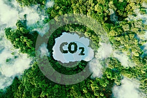 Concept depicting the issue of carbon dioxide emissions and its impact on nature.