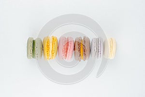 Concept desert macarons on white background