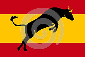 Bull Fighting Symbols on the Spain Flag photo