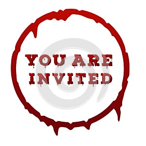 Concept design of the invitation flyer for halloween party. You are invited poster with red circle frame