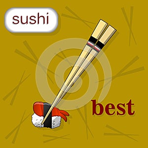 Concept design of the invitation sushi restaurant. Vector illustration