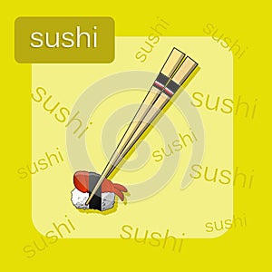 Concept design of the invitation sushi restaurant. Vector illustration