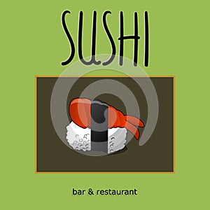 Concept design of the invitation sushi restaurant. Vector illustration