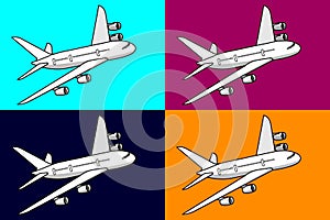 Concept, design of a passenger plane, airliner for travel companies, decoration, airlines. Vector high resolution