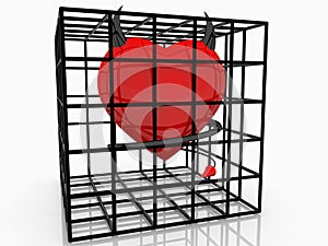 Concept of devil heart in cage