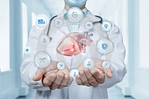 Concept of diagnostics the treatment and support of the patient heart