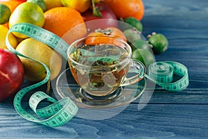 Concept of diet. Low-calorie fruit diet. Diet for weight loss. P