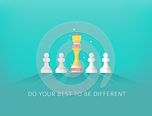 Concept of Difference with Chess. Leadership and Success.