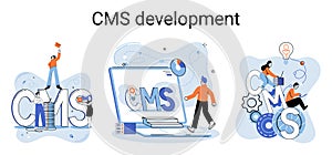 Concept of digital content management system, CMS development software metaphor, program development service technology