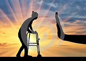 Concept of discrimination and disrespect for people with disabilities and old age