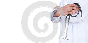 The concept of a doctor in hospital white background