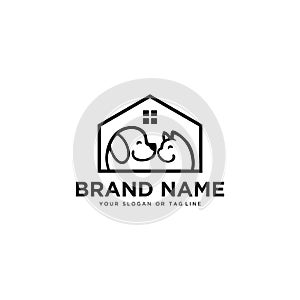 Concept dog cat pet house home logo design vector