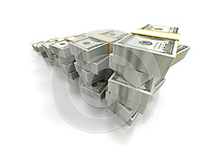 Concept dollar bar chart graph on white background