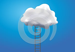 Concept of the dream with a ladder and a white cloud.