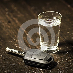 The concept of driving under the influence of alcohol - car keys