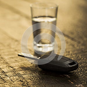 The concept of driving under the influence of alcohol - car keys