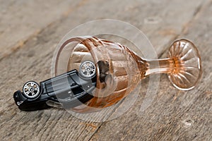 Concept of a drunk driving accident