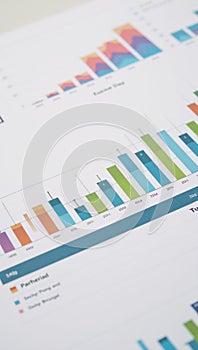 Dynamic colorcoded bar graphs displaying changing financial data stock marketsbanking
