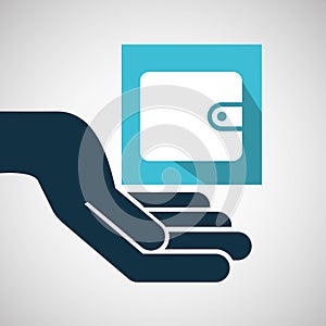 Concept e-commerce hand with wallet money